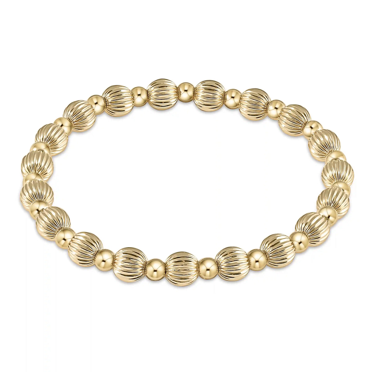 Dignity Grateful Pattern 6mm Bead Bracelet - Gold