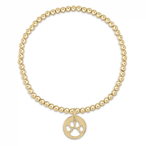 egirl Classic Gold 3mm Bead Bracelet - Paw Print Gold Disc