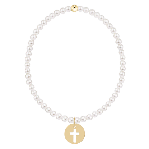 Classic Pearl 3mm Bracelet - Blessed Gold Disc
