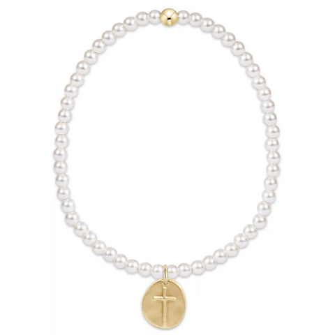 Classic Pearl 3mm Bracelet - Inspire Small Gold Disc