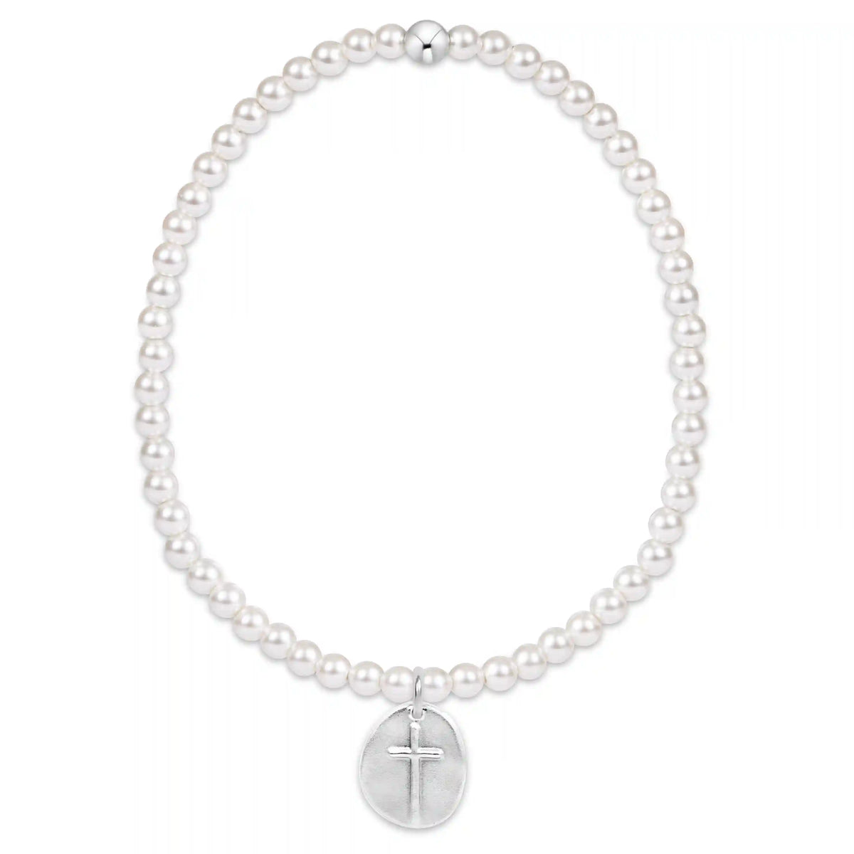 Classic Pearl 3mm Bracelet - Inspire Small Sterling Disc