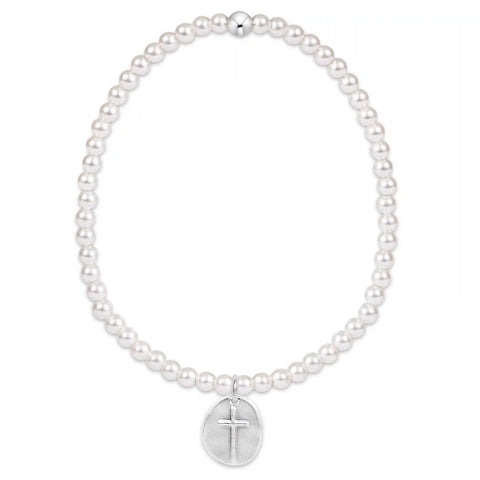 Classic Pearl 3mm Bracelet - Inspire Small Sterling Disc