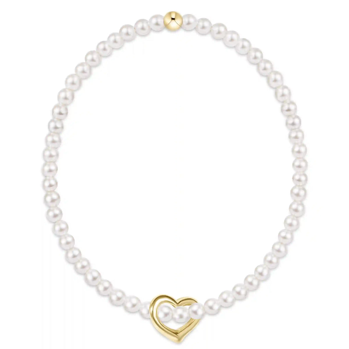 egirl Classic Pearl 3mm Bracelet - Love Gold Charm