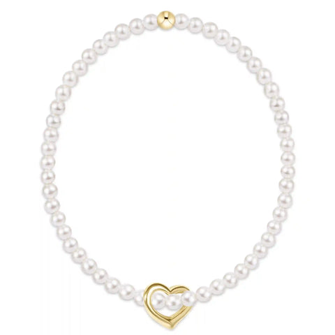 egirl Classic Pearl 3mm Bracelet - Love Gold Charm