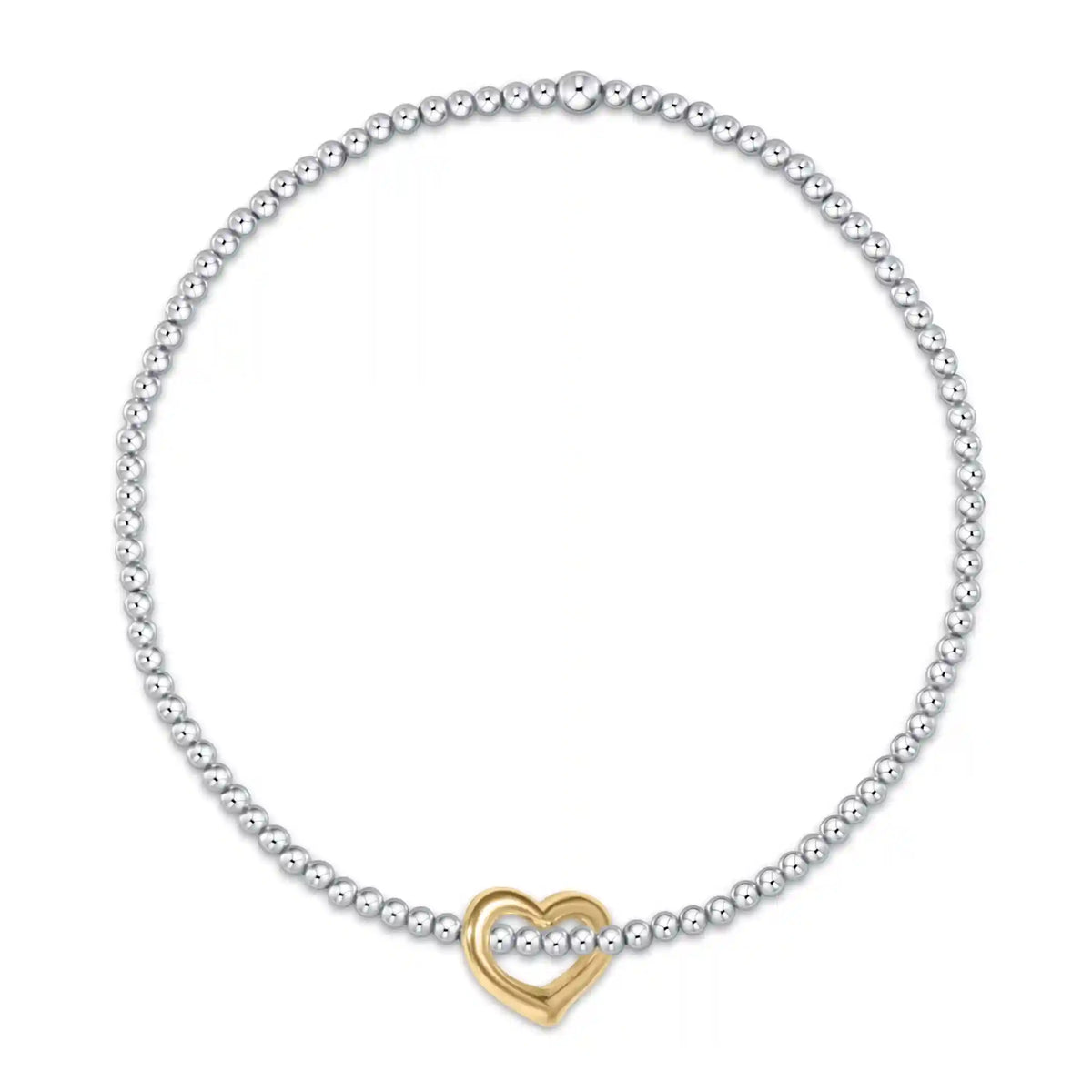Classic Mixed Metal 2.5mm Bracelet - Love Gold Charm