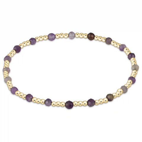 egirl Gemstone Gold Sincerity Pattern 3mm Bead Bracelet - Amethyst