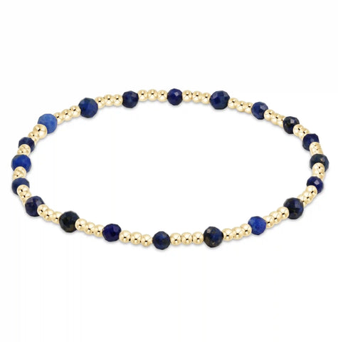 egirl Gemstone Gold Sincerity Pattern 3mm Bead Bracelet - Lapis