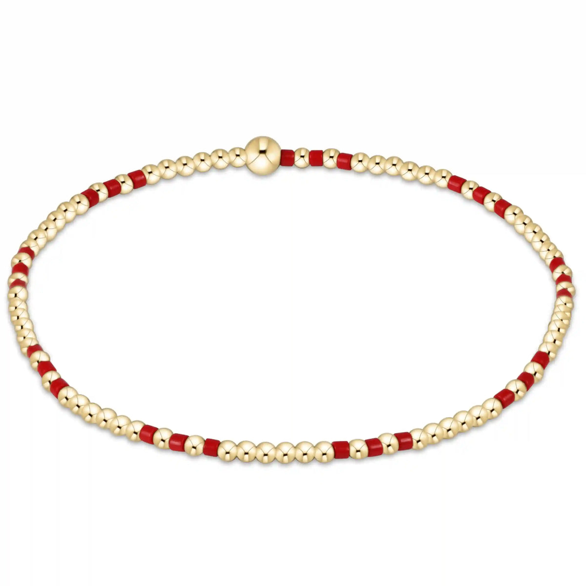 Gameday Hope Joy Pattern 2mm Bead Bracelet - Bright Red