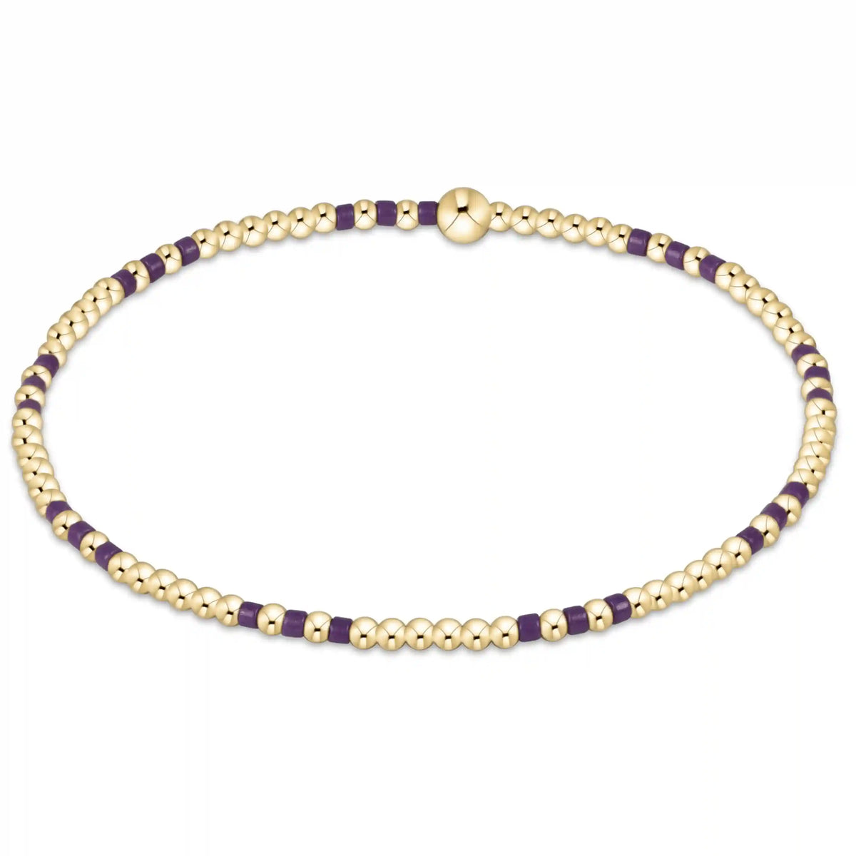 Gameday Hope Joy Pattern 2mm Bead Bracelet - Deep Purple