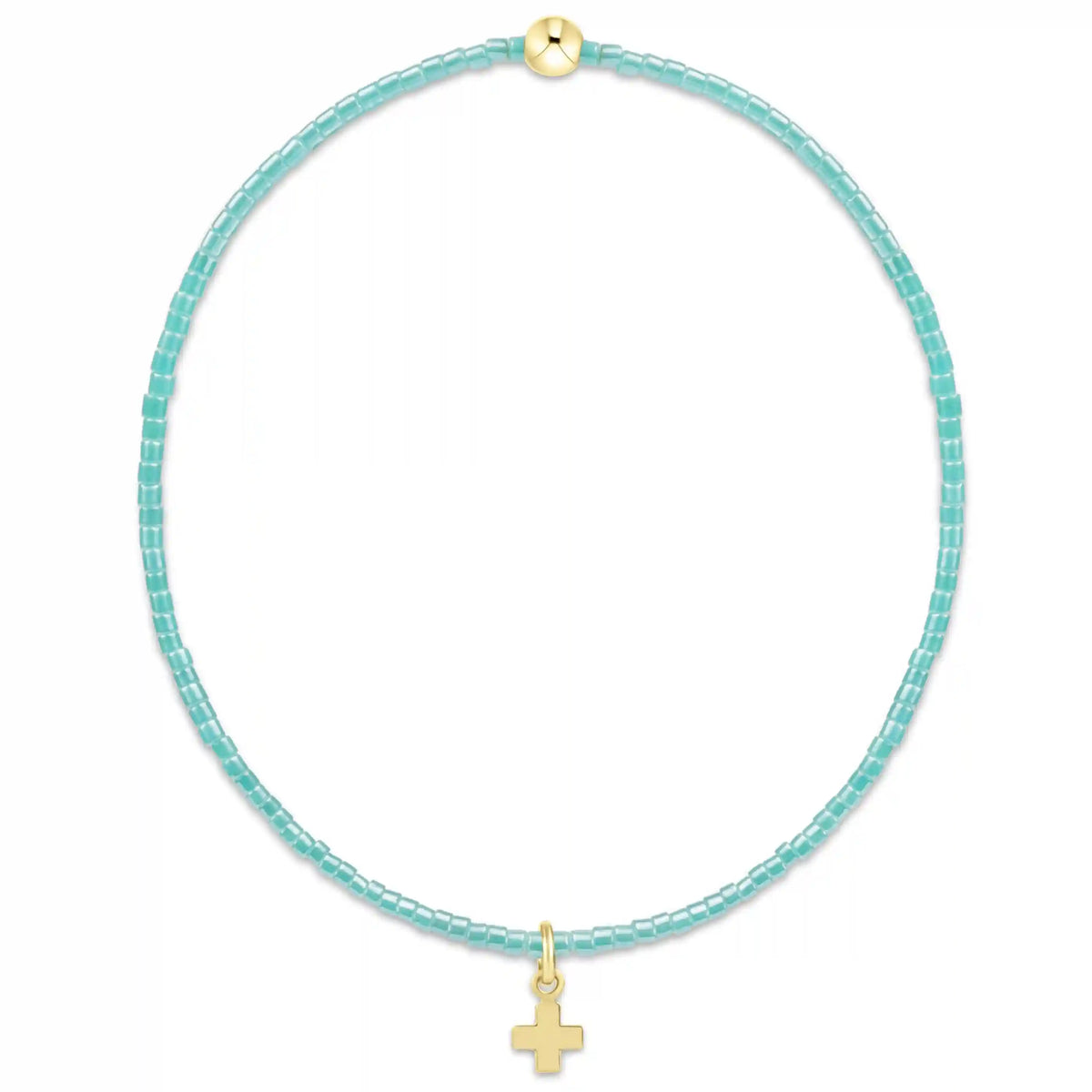 Hope Classic Sea Glass Bracelet - Signature Cross Small Gold Charm