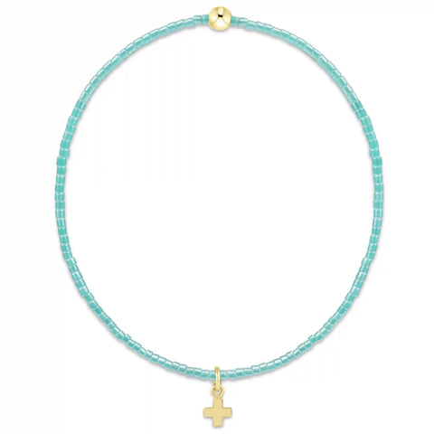 Hope Classic Sea Glass Bracelet - Signature Cross Small Gold Charm
