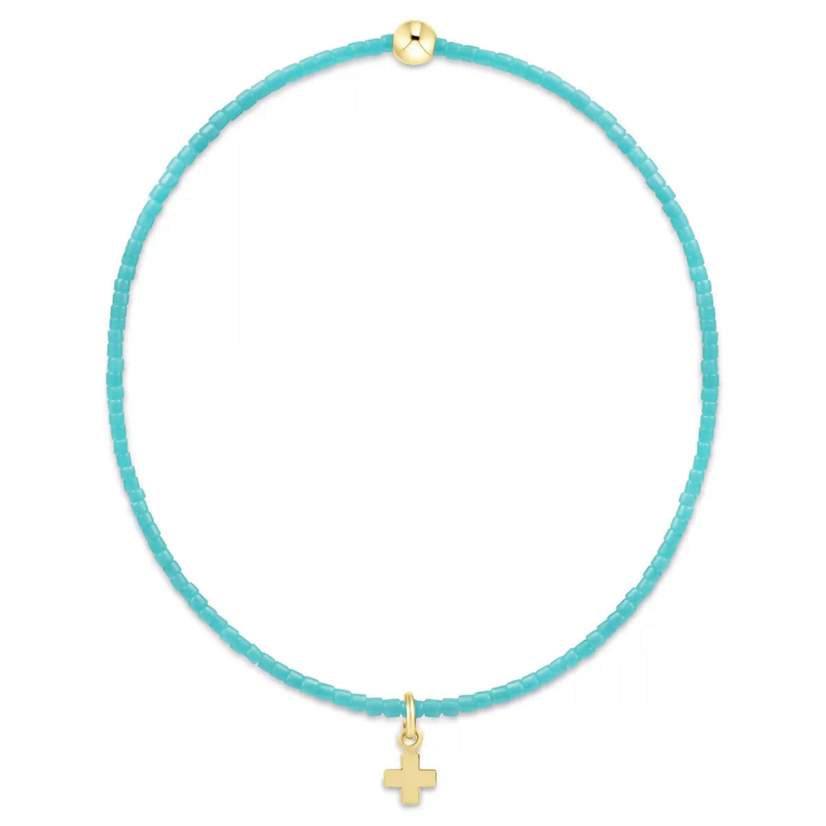 Hope Classic Turquoise Bracelet - Signature Cross Small Gold Charm