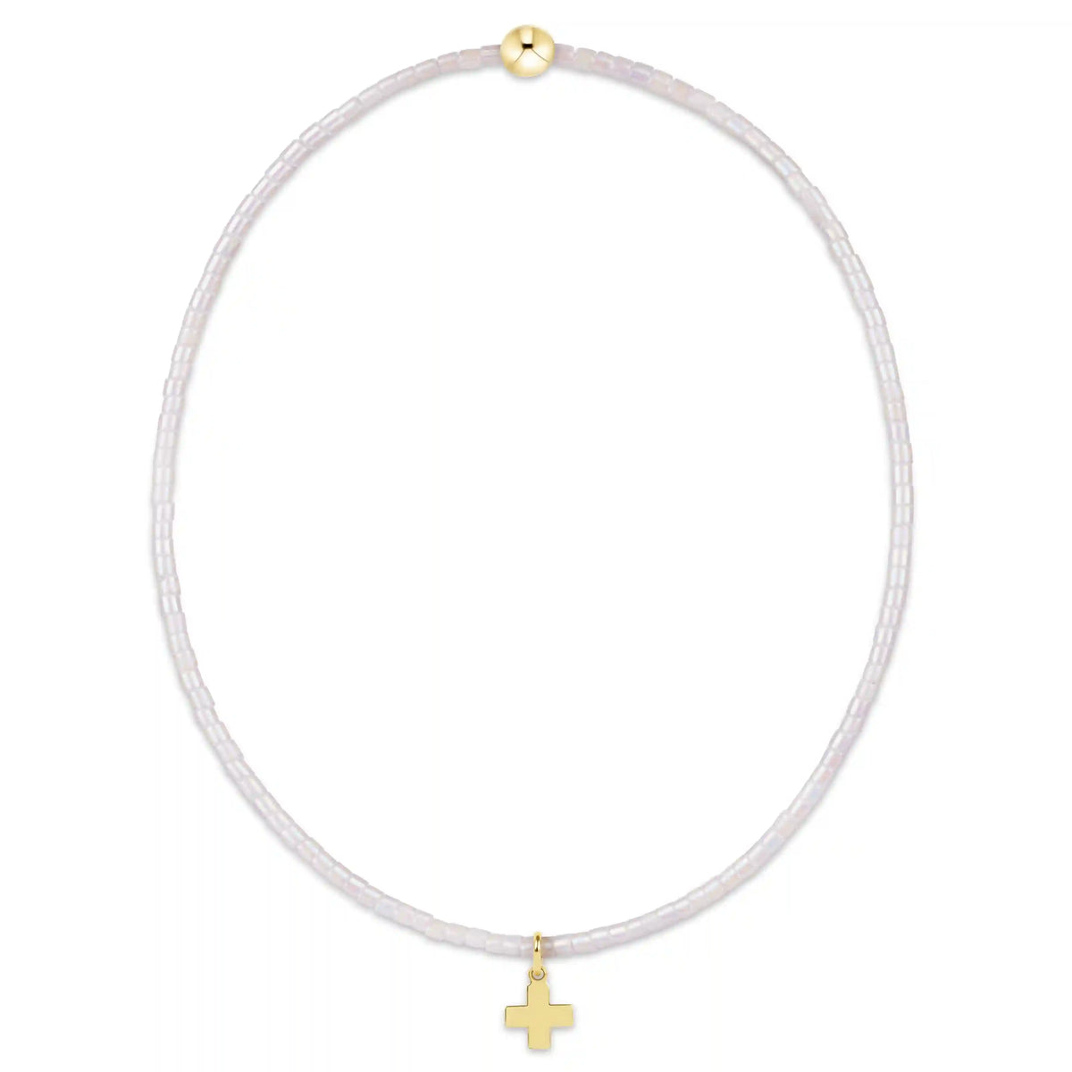 Hope Classic Silky White Bracelet - Signature Cross Small Gold Charm
