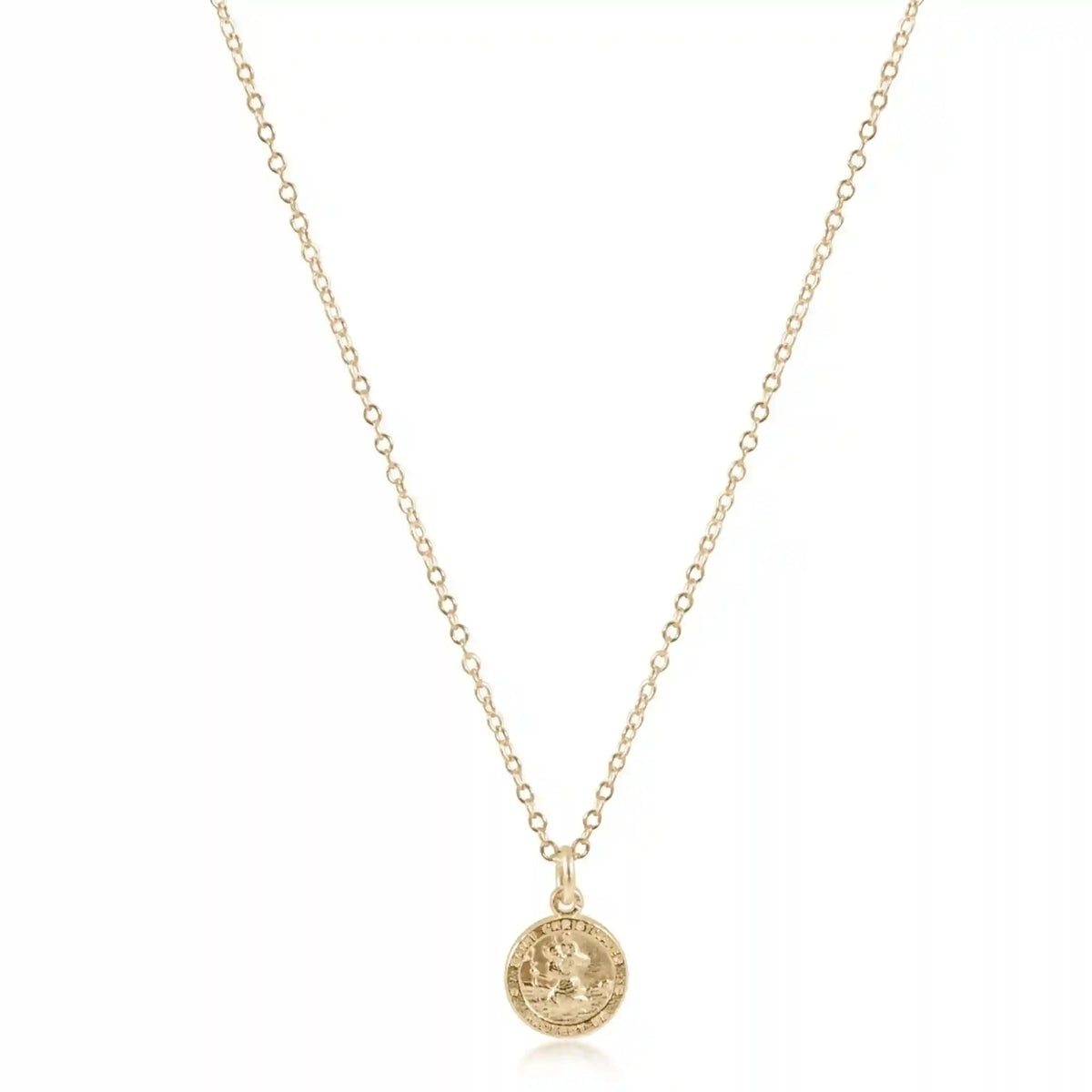 16" Necklace Gold - Protection Small Gold Disc
