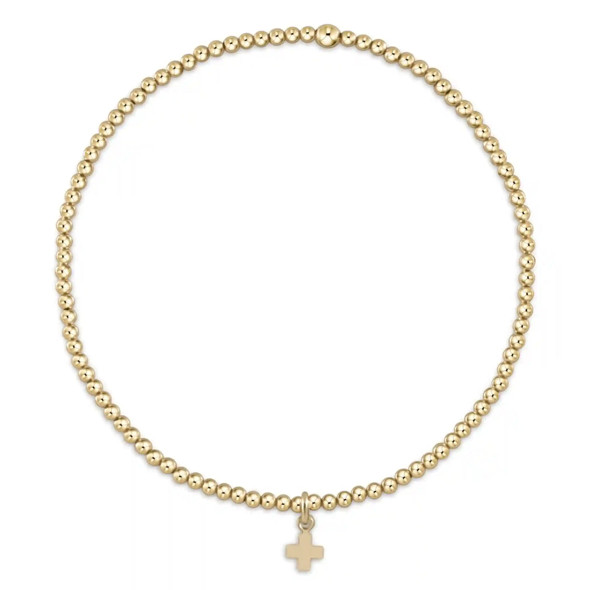 egirl Classic Gold 2mm Bracelet - Signature Cross Small Gold Charm