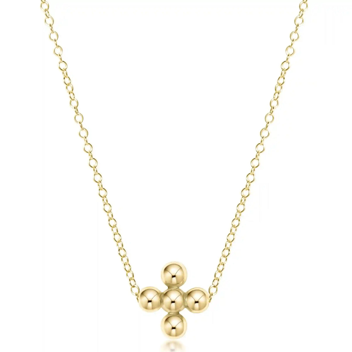 16" Necklace Gold - Signature Cross Beaded Gold 3mm