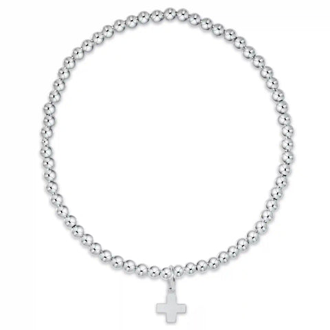 Classic Sterling 3mm Bracelet - Signature Cross Sterling Charm