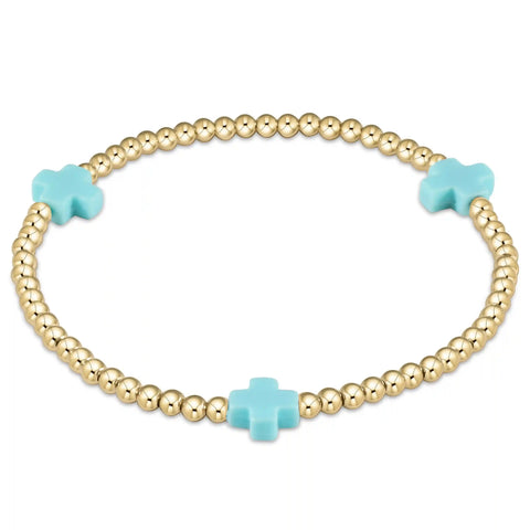 Extends Signature Cross 3mm Gold Bracelet