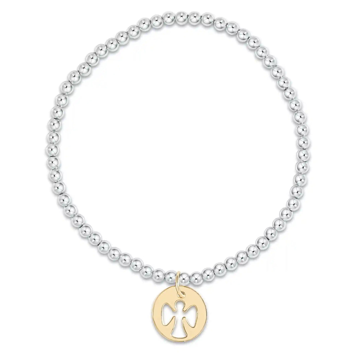 Classic Mixed Metal 3mm Bracelet - Guardian Angel Gold Disc