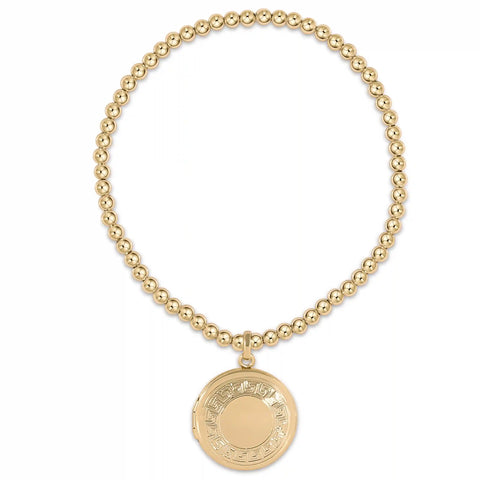 Classic Gold 3mm Bracelet - Cherish Small Gold Locket