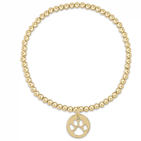 Classic Gold 3mm Bracelet - Paw Print Gold Disc