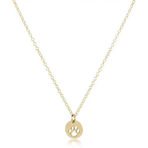 16" Necklace Gold - Paw Print Small Gold Disc