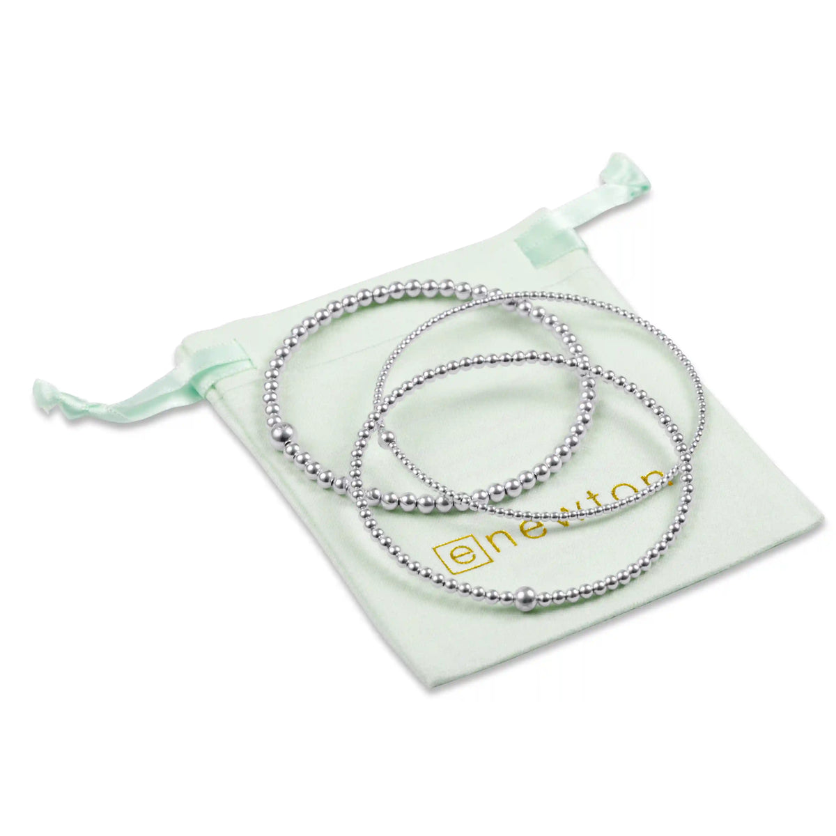 classic beaded bangle stack - sterling