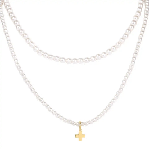 layers with meaning - pearl signature cross charm