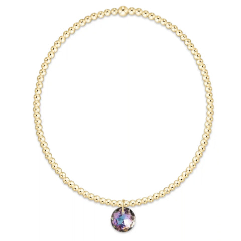 Classic Gold 2mm Bracelet - Reflection Small Charm - 06