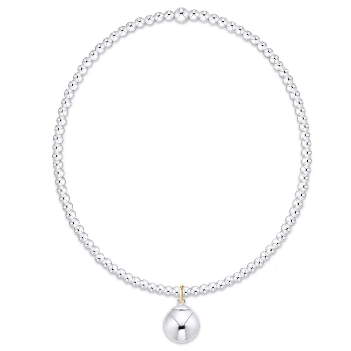 Classic Sterling 2mm Bracelet - Classic Sterling 8mm Charm