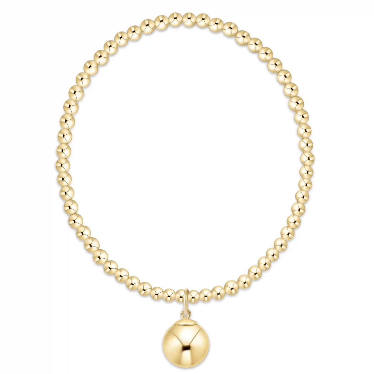 Classic Gold 3mm Bracelet - Classic Gold 10mm Charm