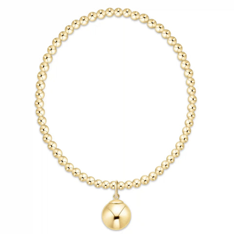 Classic Gold 3mm Bracelet - Classic Gold 10mm Charm