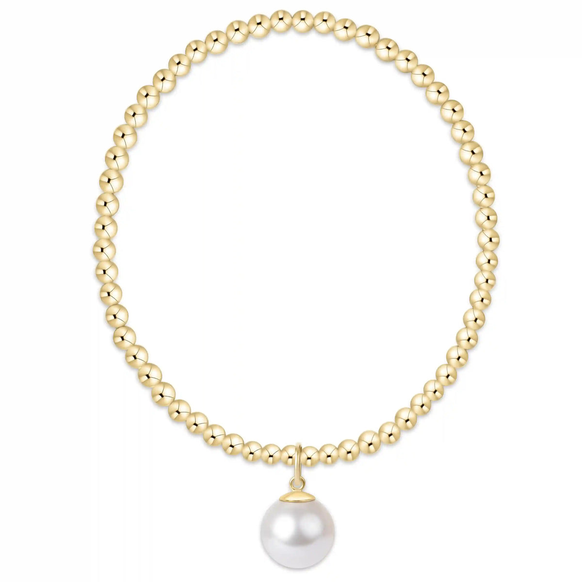 Classic Gold 3mm Bracelet - Classic Pearl 10mm Charm