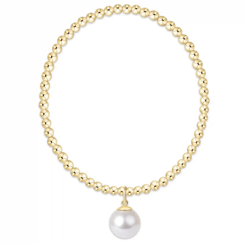 Classic Gold 3mm Bracelet - Classic Pearl 10mm Charm