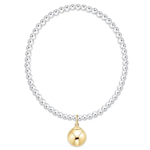 Classic Mixed Metal 3mm Bracelet - Classic Gold 10mm Charm