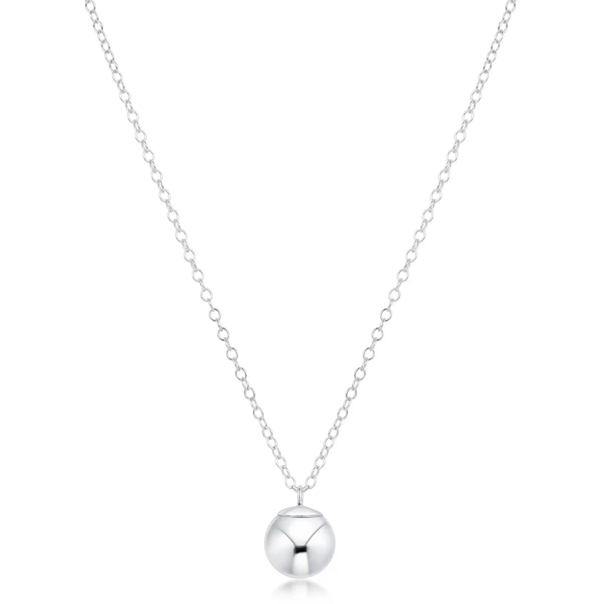 16" Necklace Sterling - Classic Sterling 8mm Charm