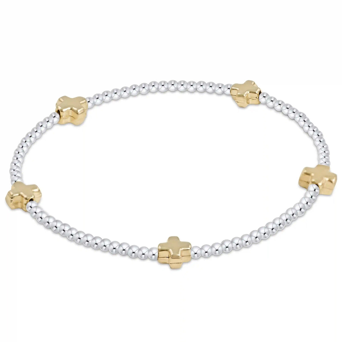 Signature Cross Small 2mm Mixed Metal Bracelet - Gold
