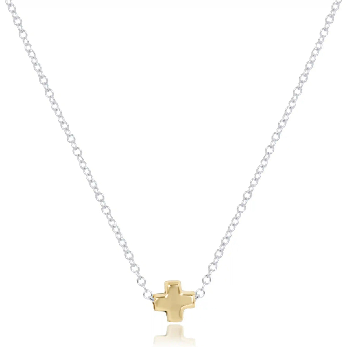 16" Necklace Mixed Metal - Signature Cross Small Gold