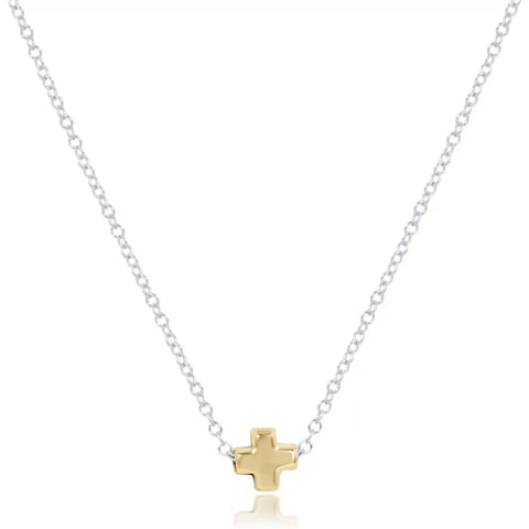 16" Necklace Mixed Metal - Signature Cross Small Gold