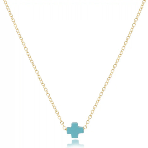 16" Necklace Gold - Signature Cross Small