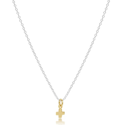 16" Necklace Mixed Metal - Signature Cross Small Gold Charm