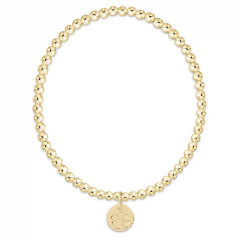 eCOLLEGIATE Classic Gold 3mm Bracelet - Clemson Disc