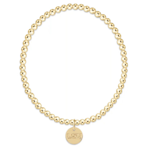 eCOLLEGIATE Classic Gold 3mm Bracelet - LSU Disc