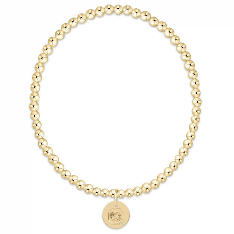 eCOLLEGIATE Classic Gold 3mm Bracelet - South Carolina Disc