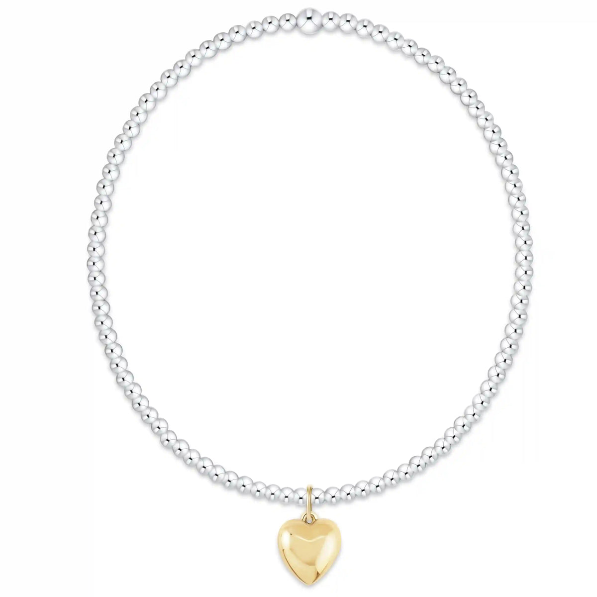Classic Mixed Metal 2mm Bracelet - Love Plush Small Gold Charm