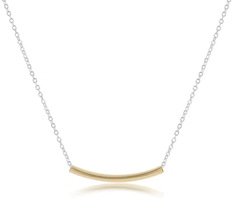 16" Necklace Sterling Mixed Metal - Bliss Bar Small Gold