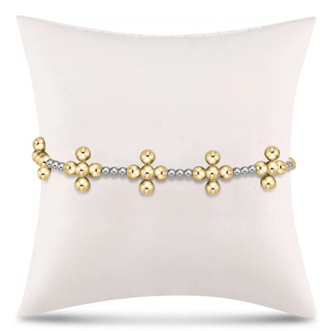 Signature Cross Sincerity Pattern Sterling 2.5mm Bead Bracelet - Classic Beaded Signature Cross Gold - 4mm Bead Gold