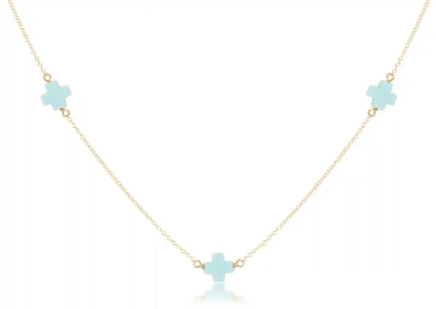 choker simplicity chain gold - signature cross turquoise