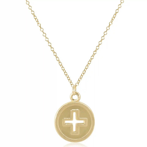 16" Necklace Gold - Signature Cross Gold Disc
