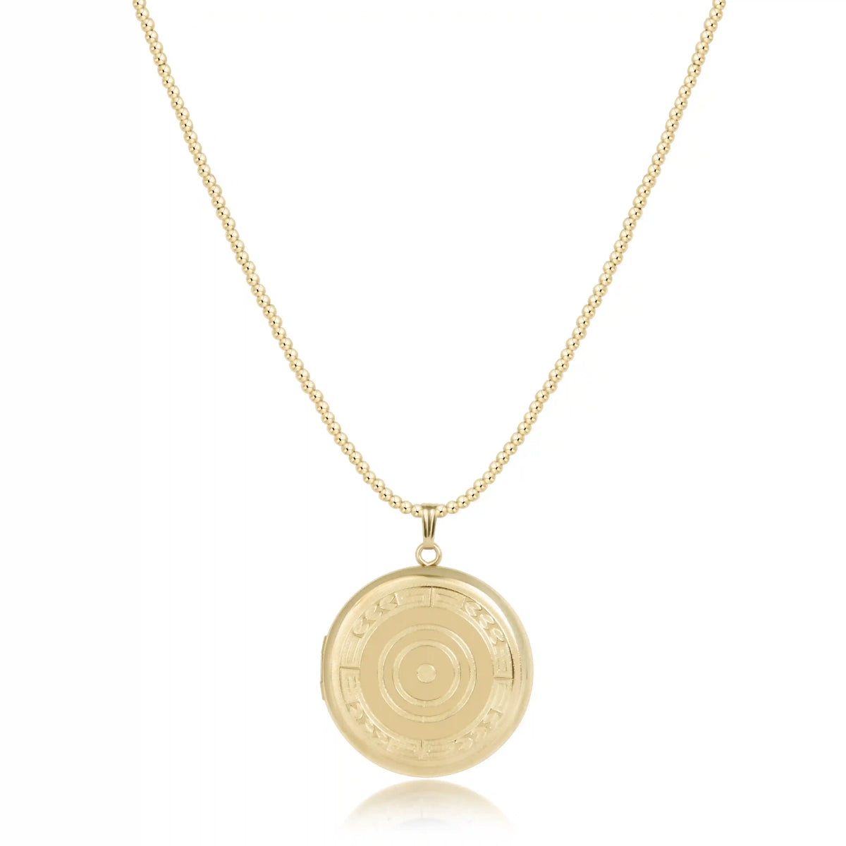 Choker Beaded - Classic Gold 2mm - Cherish Large Gold Locket